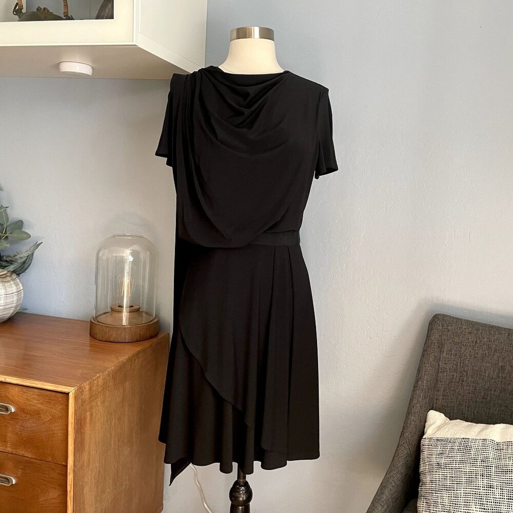 Paule Ka Woven Viscose Knit Drape Wrap Dress